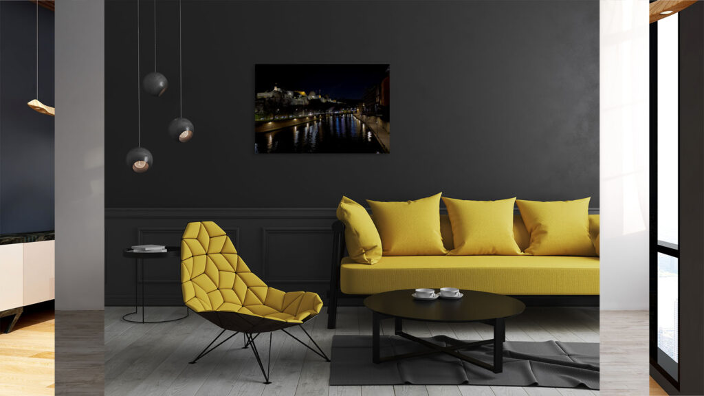 mockup photos sur la Citadelle de Namur éclairée, depuis le boulevard de la Meuse réalisée par Valérie Decock de l'atelier VADE