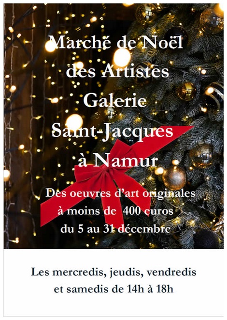 Marché de Noël des artistes Galerie Saint-Jacques à Namur - 2025 - vente de boules de noël de Namur
